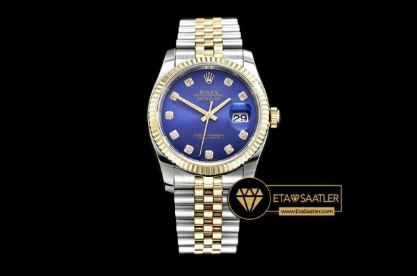 RDJ0268B - DateJust Jub Flt YGSS Dark Blue Diam BP A3135 Mod - 11.jpg